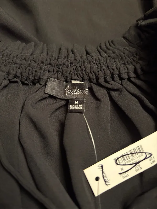 Madewell Long-Sleeve Tie-Neck Top black NY328 Size M NWT - Image 7
