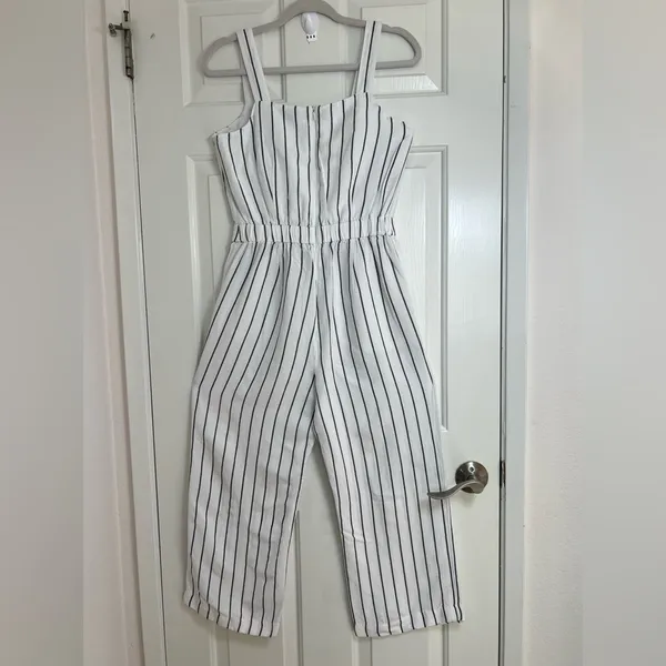 LOFT White and Black Striped Jumpsuit‎ - Image 5