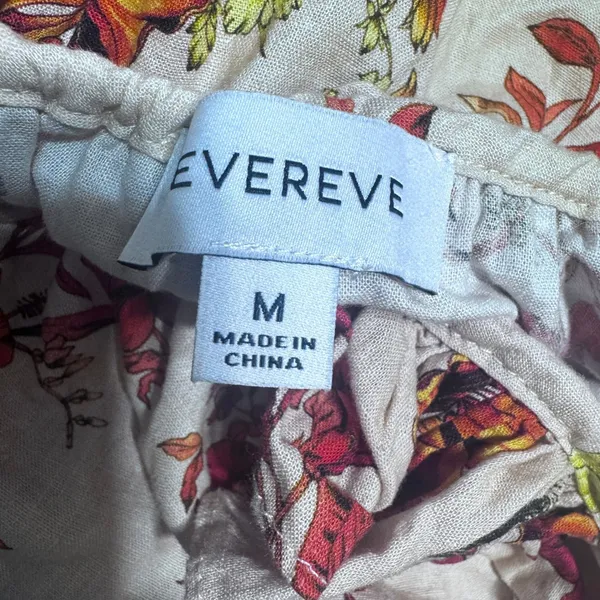 Evereve Womens Linen Blend Tropical Bird Floral Ruffle Tank Top Pink M - Image 4