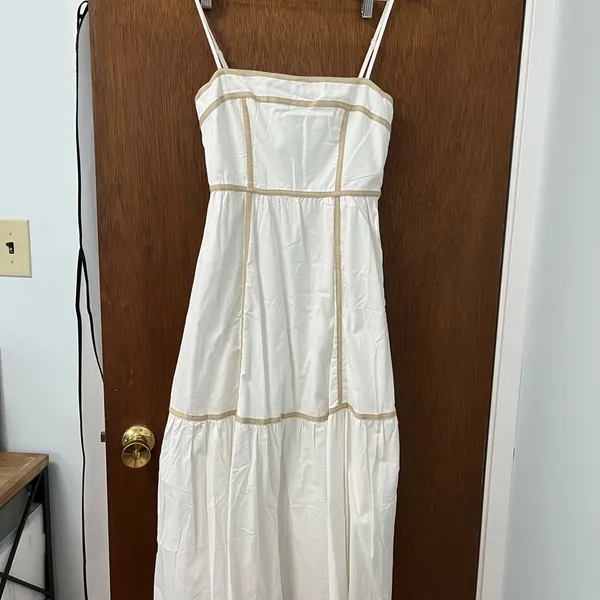 Boutique Billy J White Tiered Midi Sundress with Spaghetti Straps - Image 3