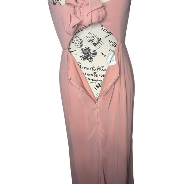 Thread Tie-Back Cutout Trumpet Bridesmaid Gown with Front Slit Desert Rose‎ EUC - Image 13