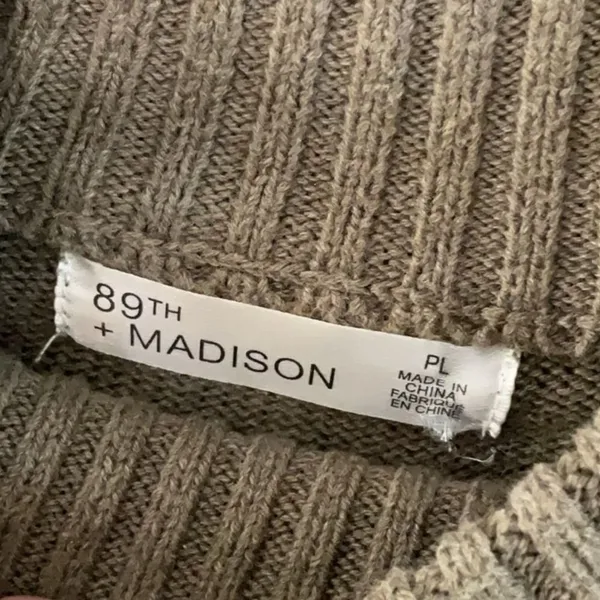89th + Madison Womens Sweater Mock Neck Raglan Sleeve Brown Petite Large - Image 4