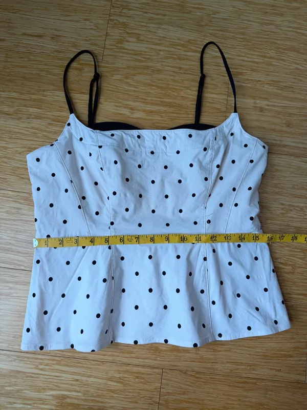 Maeve Anthropologie Peekaboo Corset Polka Dot Peplum Tank Top M - Image 10