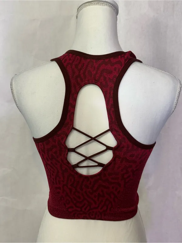 Gymshark Maroon Seamless Square-Neck Crop Tank - Image 3