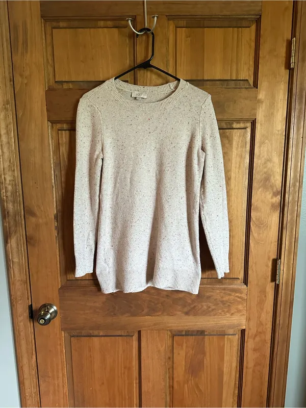 LOFT Cream Speckled Crewneck Sweater - Image 2