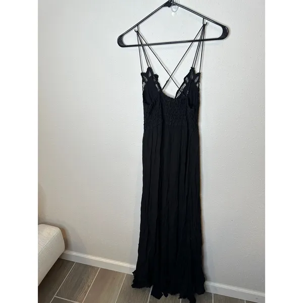 Free People FP One Adella Maxi Dress‎ Black Crochet Lace Boho F19M08106 Womens S - Image 3