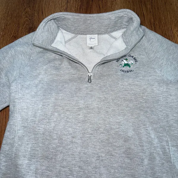 Gear For Sports Notre Dame Fighting Irish Quarter Zip Sweatshirt Gray Womens M - Image 7