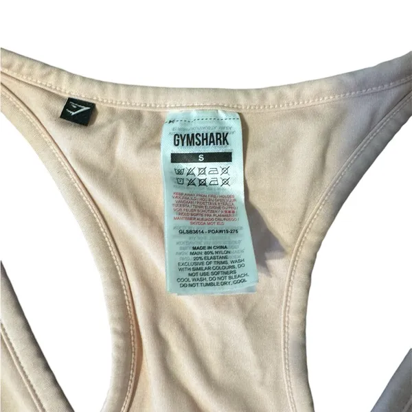 Gymshark Small Light‎ Pink Sport Bra Front Zip Pocket Detail CP - Image 3