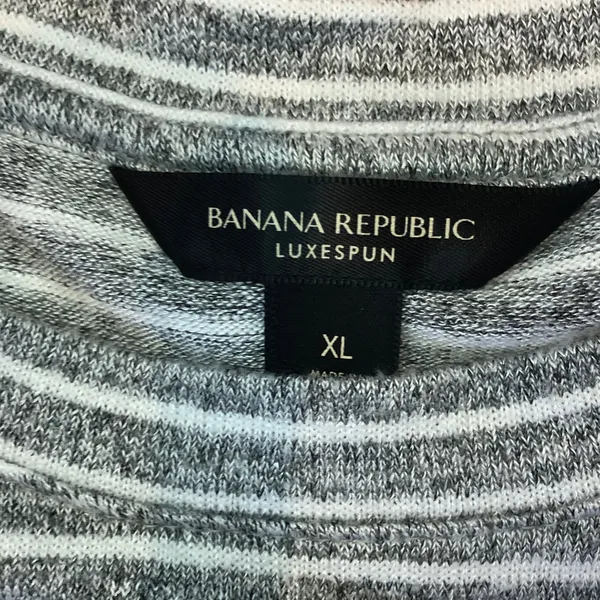 Banana Republic Gray & White Striped Long Sleeve Crewneck Top - Image 4