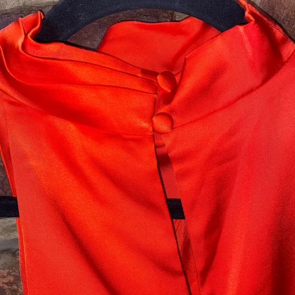 NWOT Lulu's Distinctive Charm Red Orange Satin Midi Dress Women's Size Medium - Image 8