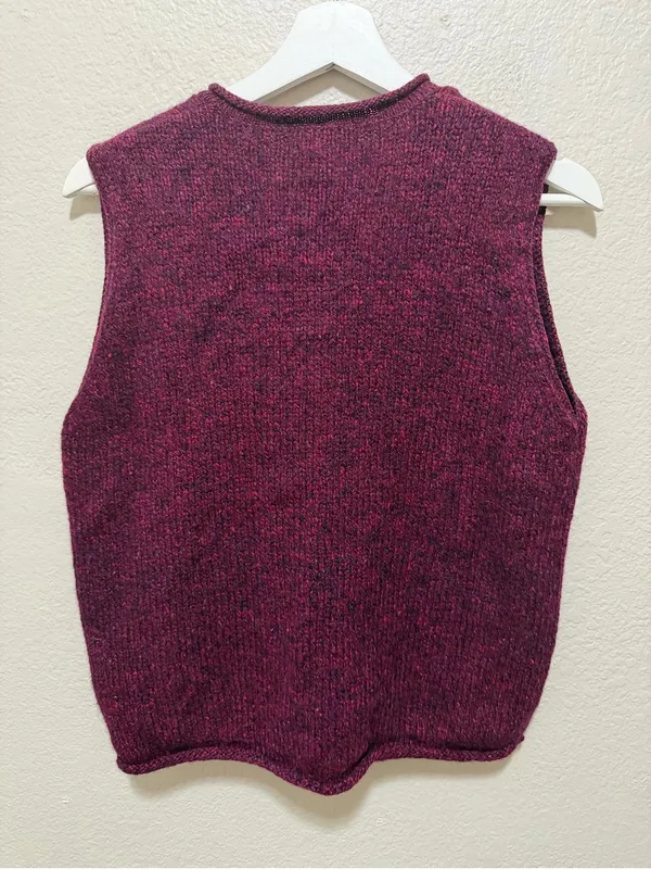 L.L. Bean Heathered Wool Blend Button Front Sweater Vest Rustic Cottagecore M Purple Size M - Image 2