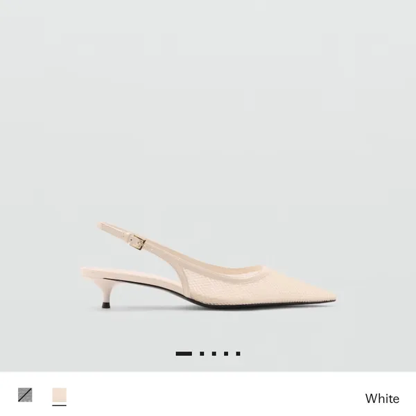 Mango NWT HEELED MESH SHOES WHITE FALL FORMAL PARTY $77 - Image 5