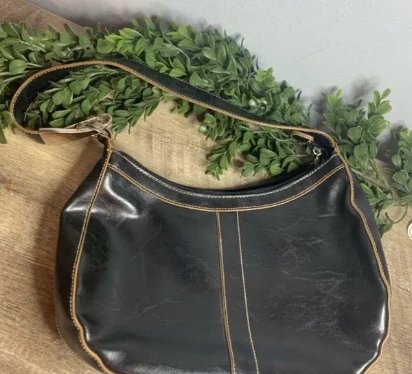 Black Leather Look Handbag Purse - Image 4