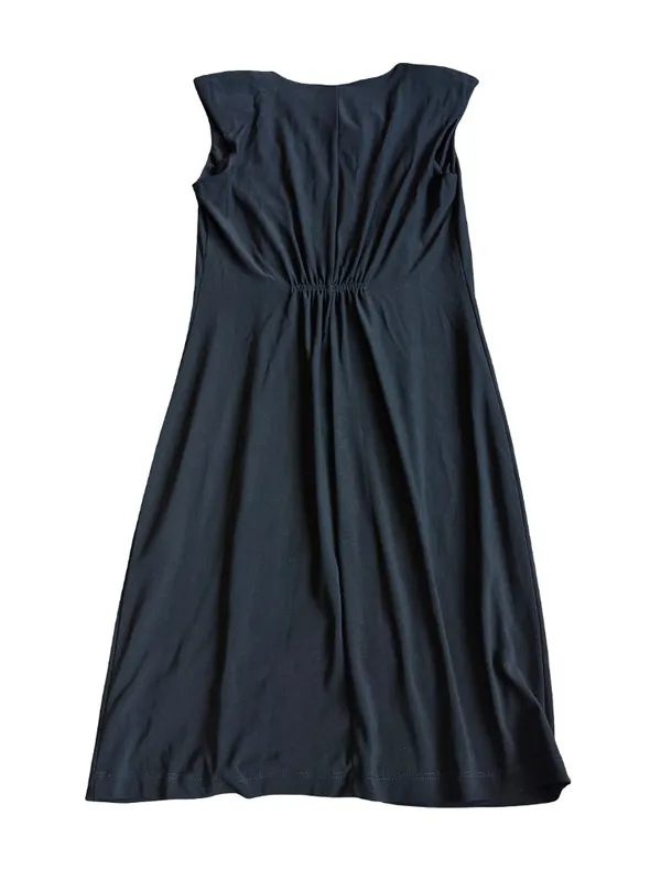 Komarov Black Ruched Cowl Neck Shift Dress Sleeveless Cocktail Medium Women's - Image 5