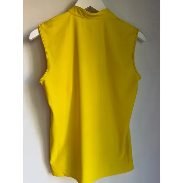 SwingDish Sleeveless Golf Polo Top Size Small Bright Yellow Quarter Zip Stretch - Image 12