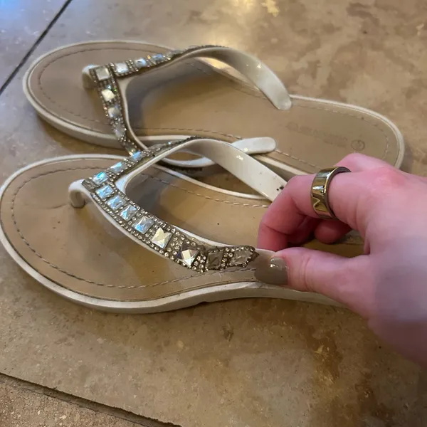 Elegant Tan Embellished Sandals - Image 4