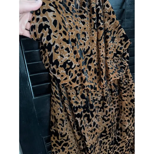 Lulus Intention Brown Leopard Burnout Velvet Print Dress Size M - Image 9