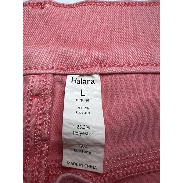 Halara Pink High Rise Tapered Jeans Size Large Stretchy Pull On Pants - Image 4