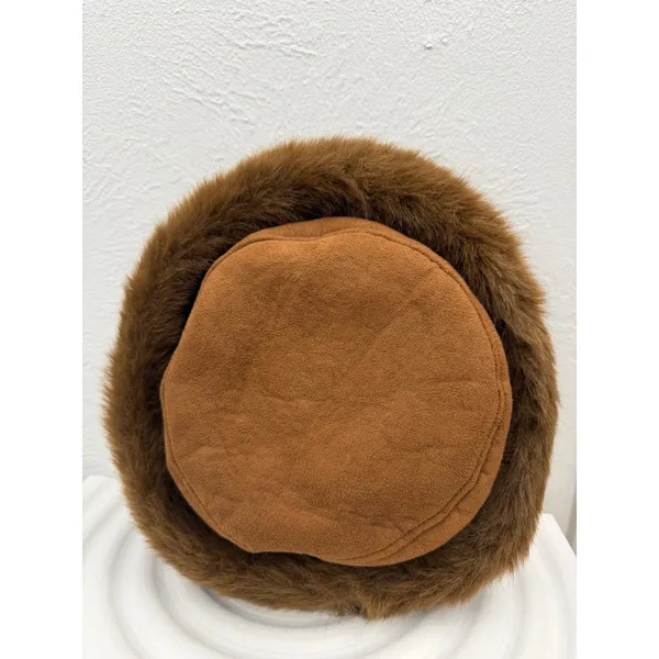 Brown Faux Fur Cossack Hat Suede Look Winter 1st Avenue New York - Image 4