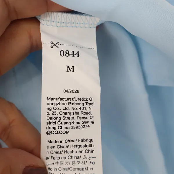 Unbranded Blouse Womens M Ruched Front Light Blue Button - Image 2