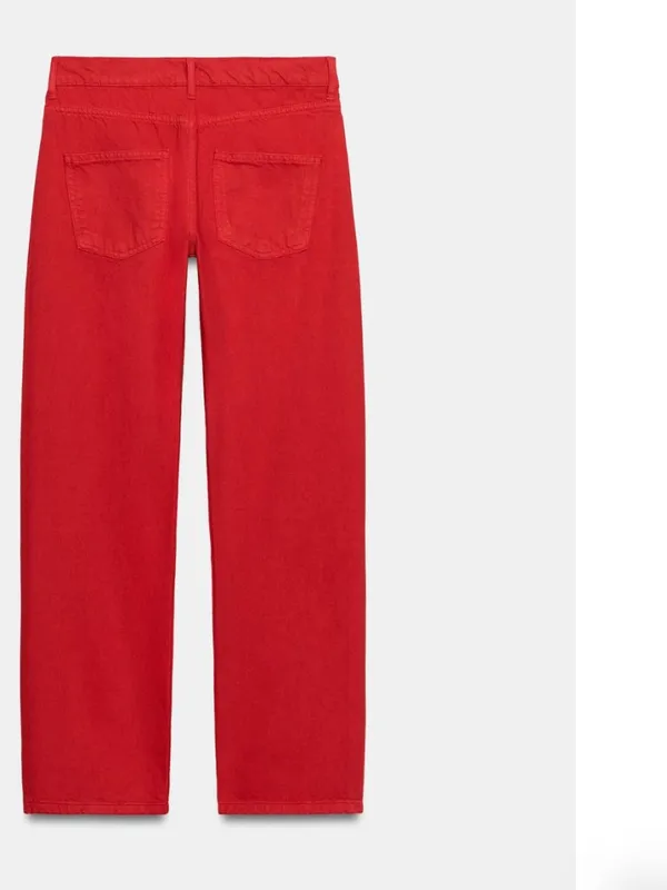 NWT ZARA ZW COLLECTION MID-RISE STRAIGHT LEG JEANS Red US -10 - Image 8