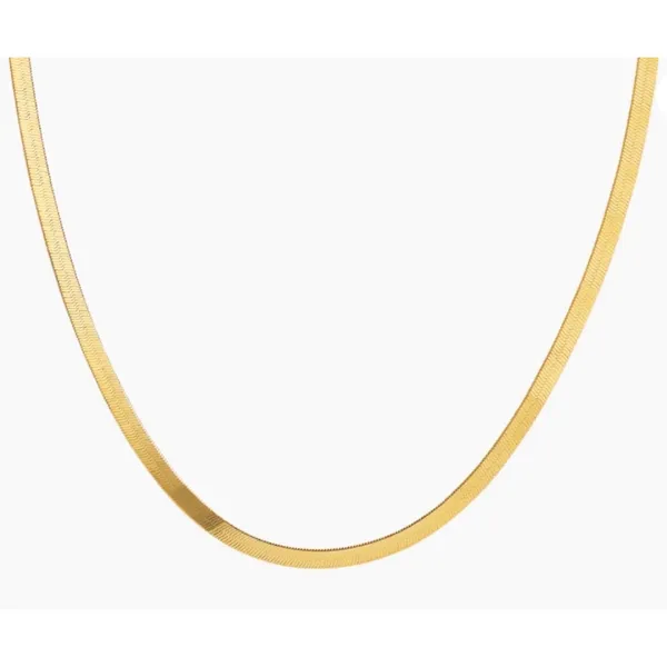 3mm Gold Herringbone Necklace | Gold Plated Sterling Silver‎ - Image 5