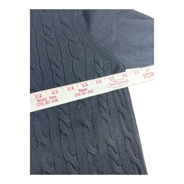 Talbots Women Black Cable Knit Lambswool Blend Button Cuff Sweater Large Classic - Image 5