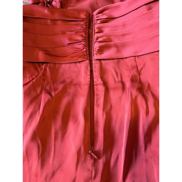 NWT Azazie Eren Bronzer Satin Mermaid Full Length Dress Custom Size A12‎ Rust - Image 8