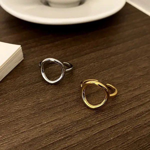 Boutique Womens‎ Yellow Gold Plated S925 Circle Ring, Adjustable - Image 4