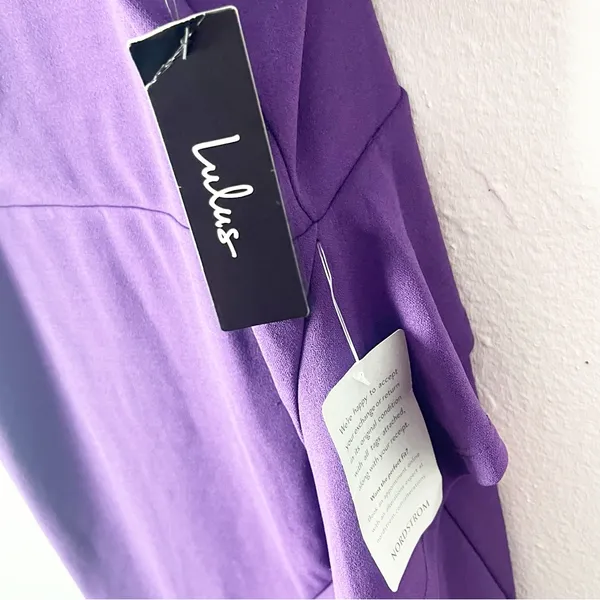 LULUS Great Things Purple Ruffled Trim High Neckline Bodycon Dress XL Party Boho - Image 9