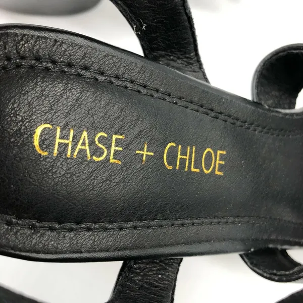 Chase + Chloe Ford Platform Block Heels Faux Leather Ankle Strap Black 8.5 - Image 6