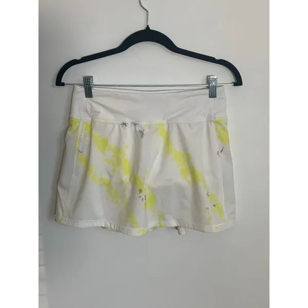 Lululemon Pace‎ Rival Mid-Rise Skirt *Long Wash Electric Lemon Multi / White - Image 5