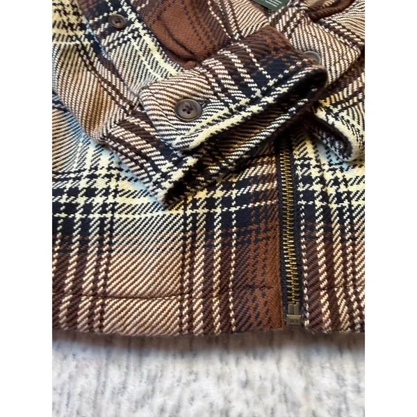 Alpine Design Women Plaid Sherpa Lined Zip Up‎ Jacket Brown Cream Black Sz M NWT - Image 5