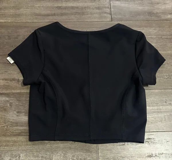 Aerie Offline Black V-Neck Short Sleeve Cropped - Image 2