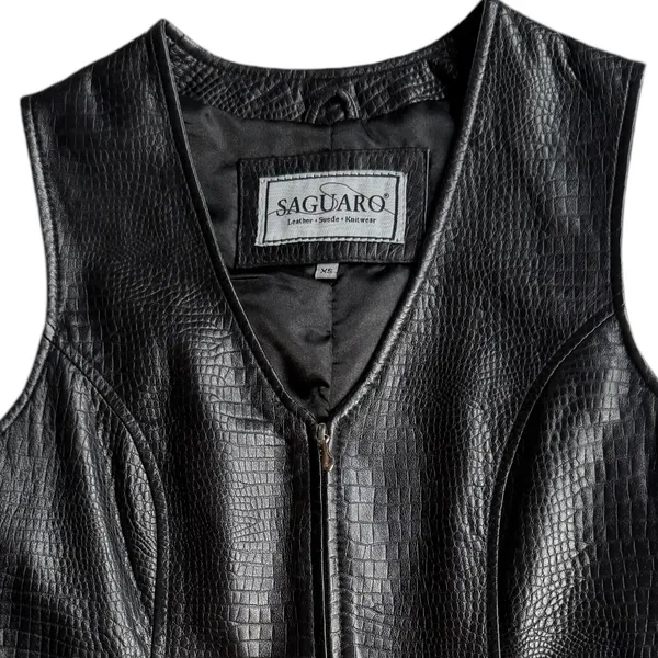 Saguaro‎ Black 100% Leather Vest Sz XS - Image 2