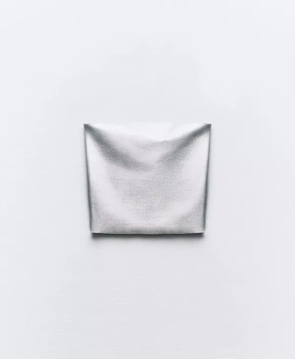 Zara Strapless Stretch Tube Top Silver - Image 6