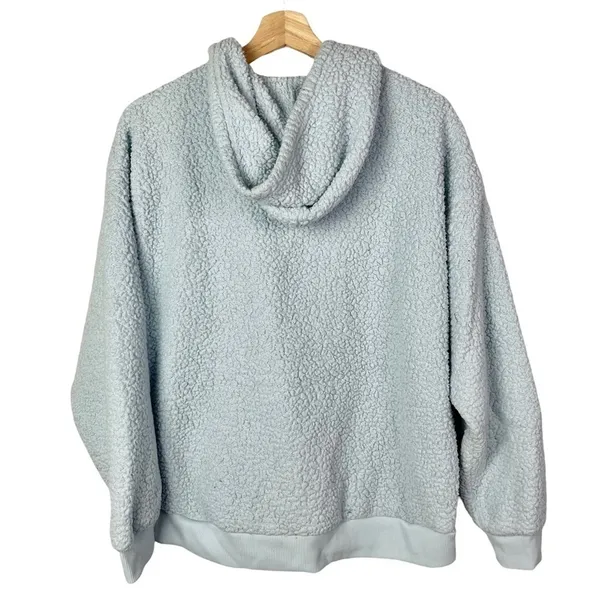 American Eagle AEO Light Blue Teddy Sherpa Hoodie‎ Sweatshirt M - Image 3