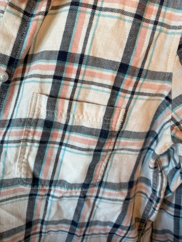 American Eagle Outfitters White Pink Blue Plaid Button Down Shirt - Image 4