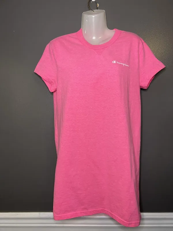 Champion Tunic Shirt Womens XS Pink Solid Logo Crew Neck Short Sleeve Tee Top - Image 2