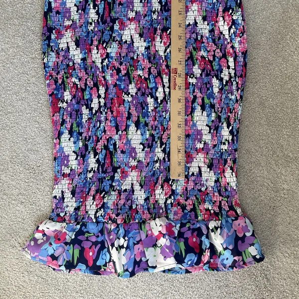Pink Lily Boutique Floral Print Midi Dress Ruched Bubble Sleeves Size Medium - Image 12
