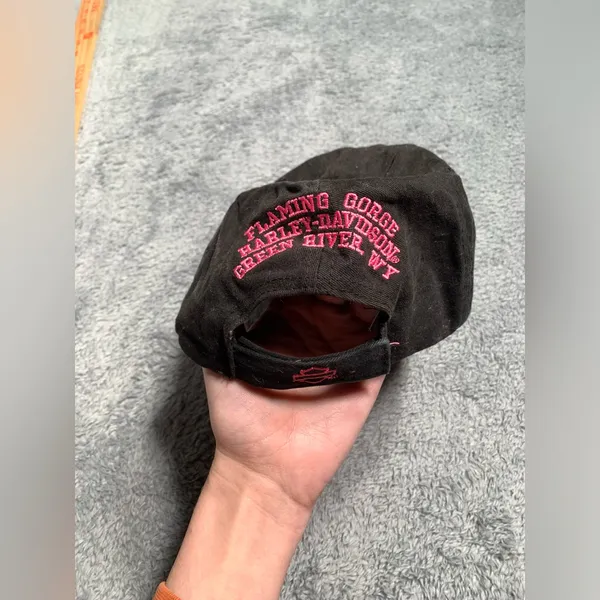 Harley Davidson Black Cap with Rhinestone Detail hat green river WI - Image 3