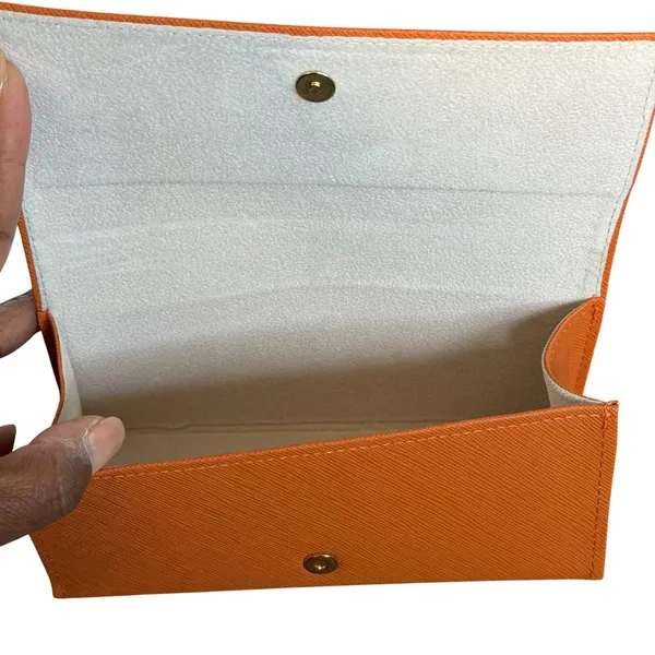 Tory Burch Glasses Case Womens One Size Orange Magnetic Hard Shell Logo - Image 7