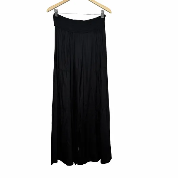 Patrons of Peace Womens S Black Wide Leg Palazzo Pants Tie Waist Boho Rayon - Image 4