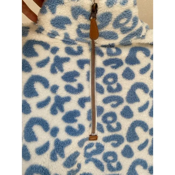 Heathmoor Leopard Print Pullover Coastal Fluffy Cozy Fuzzy Fleece Y2K Boho Cute‎ - Image 4