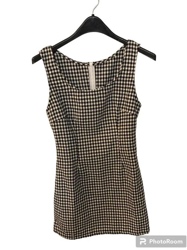 SheIn Gingham Checkered Black & White Summer Mini Dress - Image 2