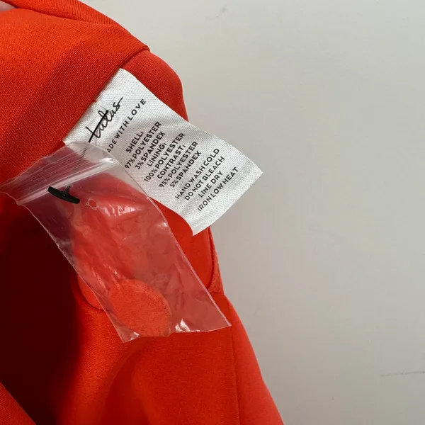 Lulus Masterfully Mod Bright Orange Side Button Midi Dress Cutout Large NWT - Image 10