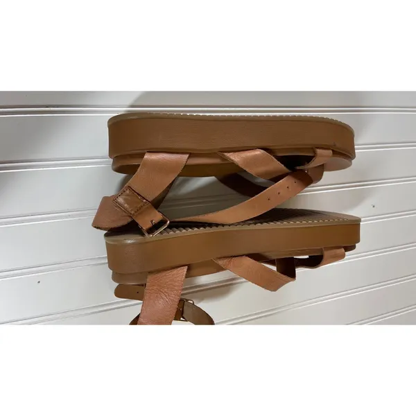 Inuovo Brown Leather Platform Sandals Strappy Flatform Toe Loop Womens 40 - Image 8