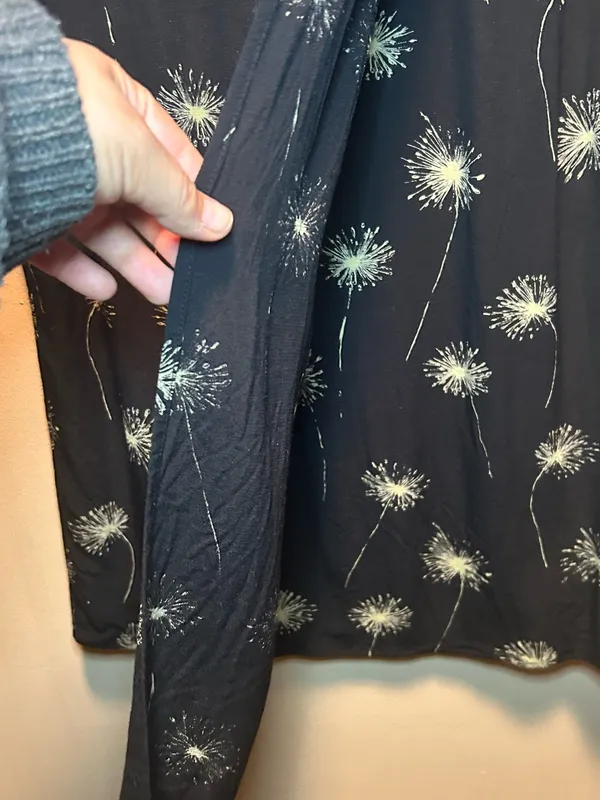 Ann Taylor LOFT Black Dandelion Print Wrap Style Skirt Size 10 - Image 4