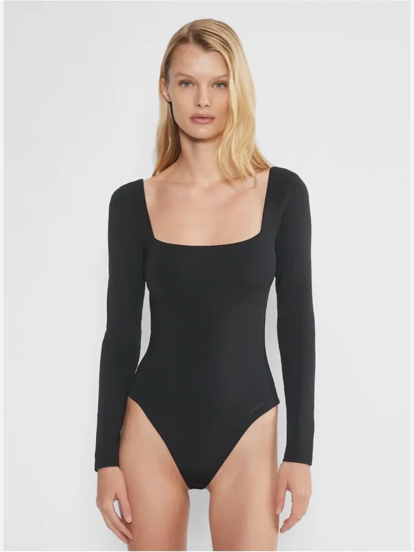 Aritzia Contour Cheeky Black Long Sleeve Square Neck Bodysuit XS - Image 4