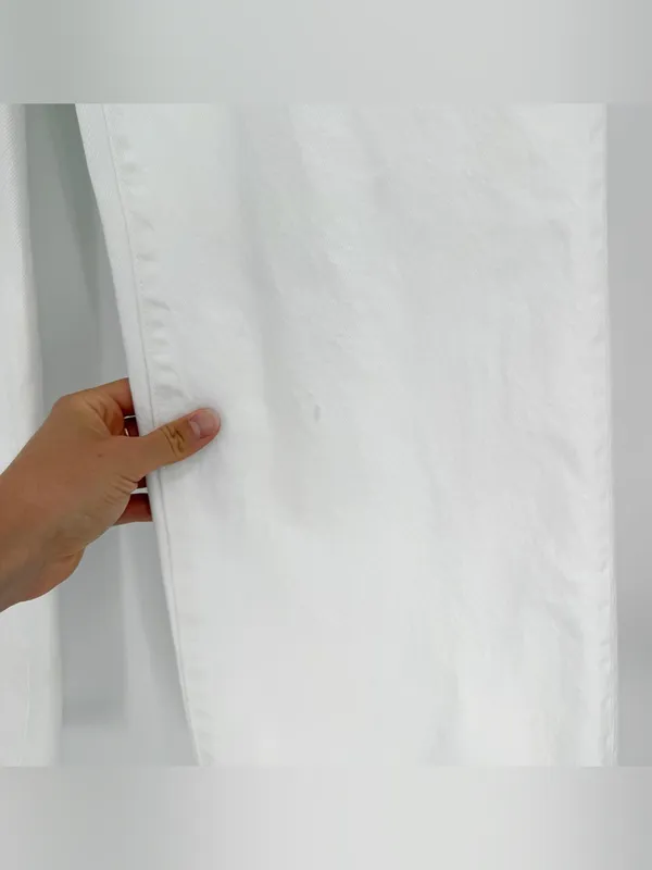 DENIM FORUM *Flawed The Farrah Hi-Rise Wide Leg Jean White 30 - Image 3